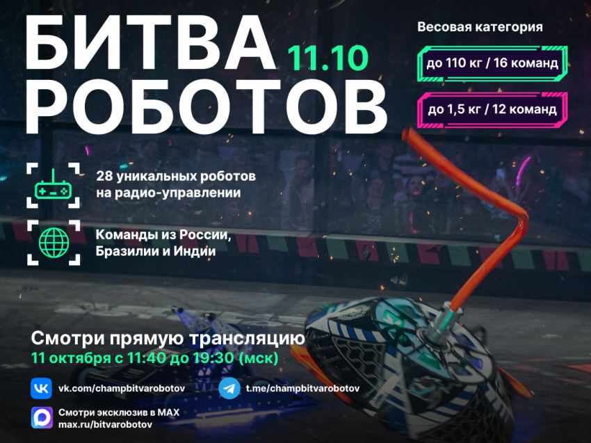 Второй этап "Битвы роботов" пройдет в Московской области 11 октября